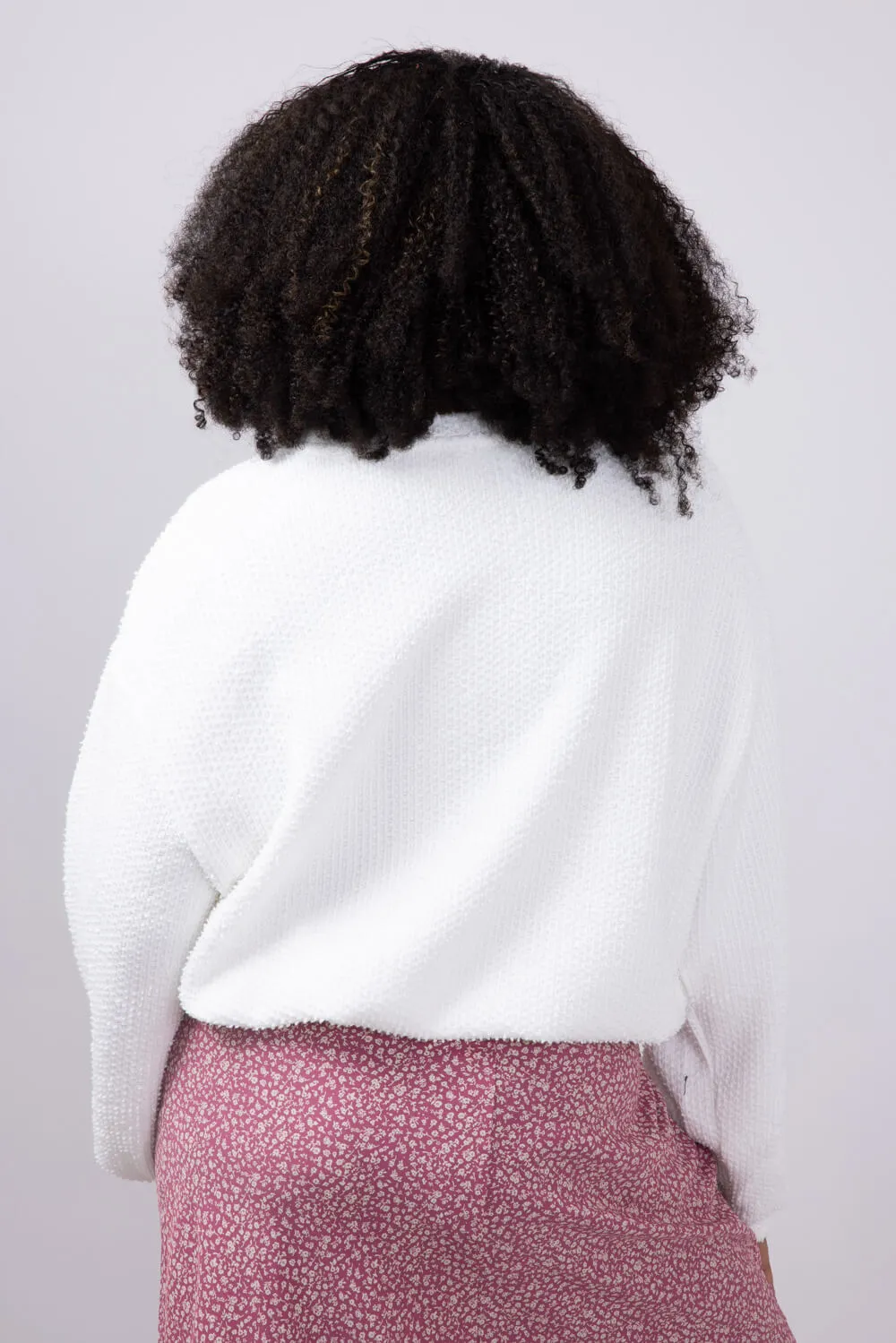 Miracle Synch Waist Textured Lightweight Sweater for Women in White | FL-01027-WHITE