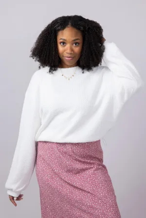 Miracle Synch Waist Textured Lightweight Sweater for Women in White | FL-01027-WHITE