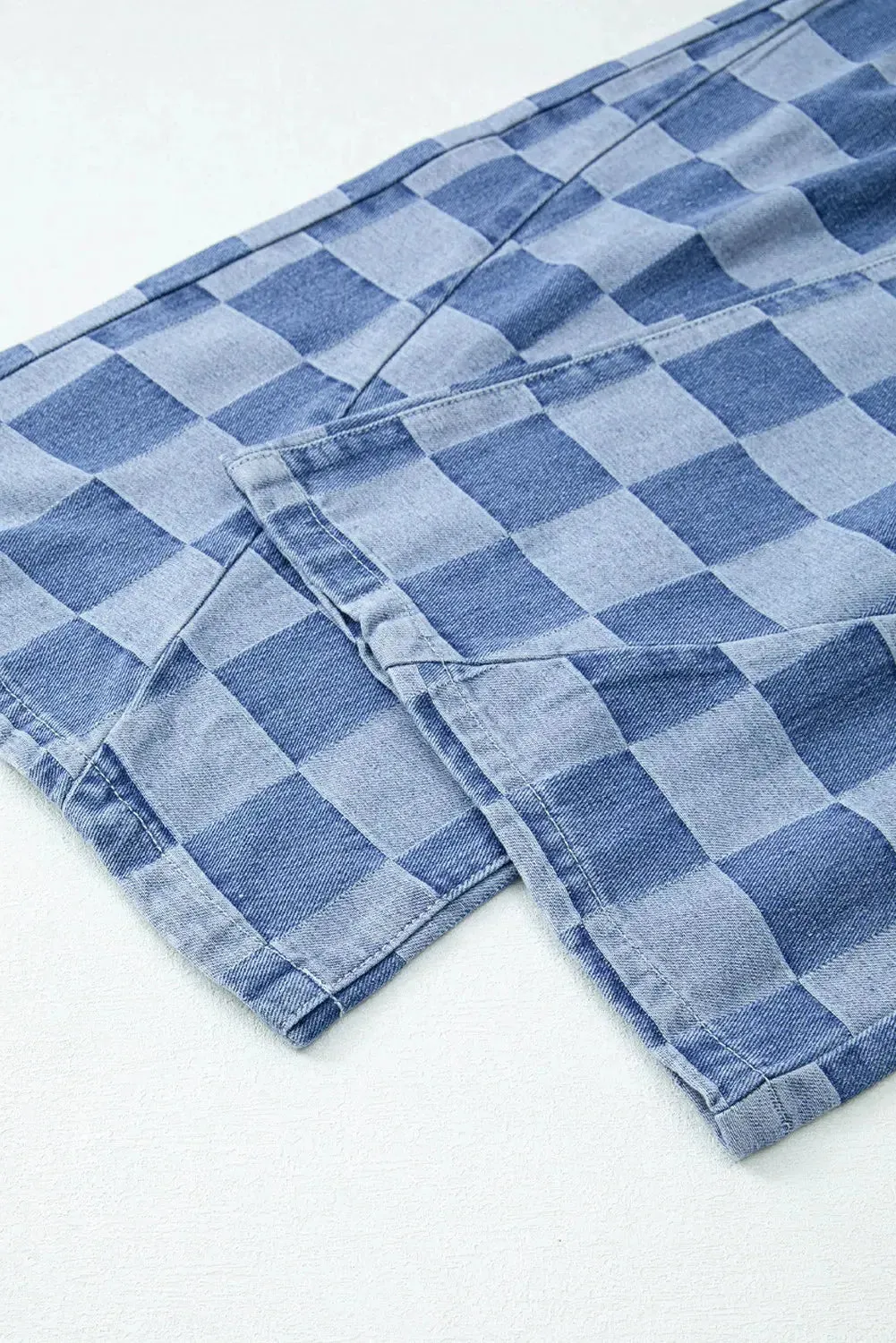 'Mireille' Checkered Denim Wide Leg Jeans