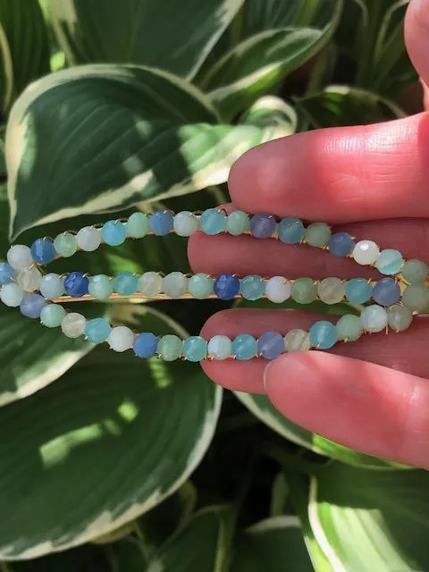 Mixed Blue Agate Pin