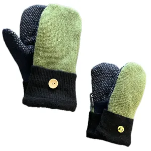 Mommy & Me Mittens - Navy Blue Pattern & Black - 634