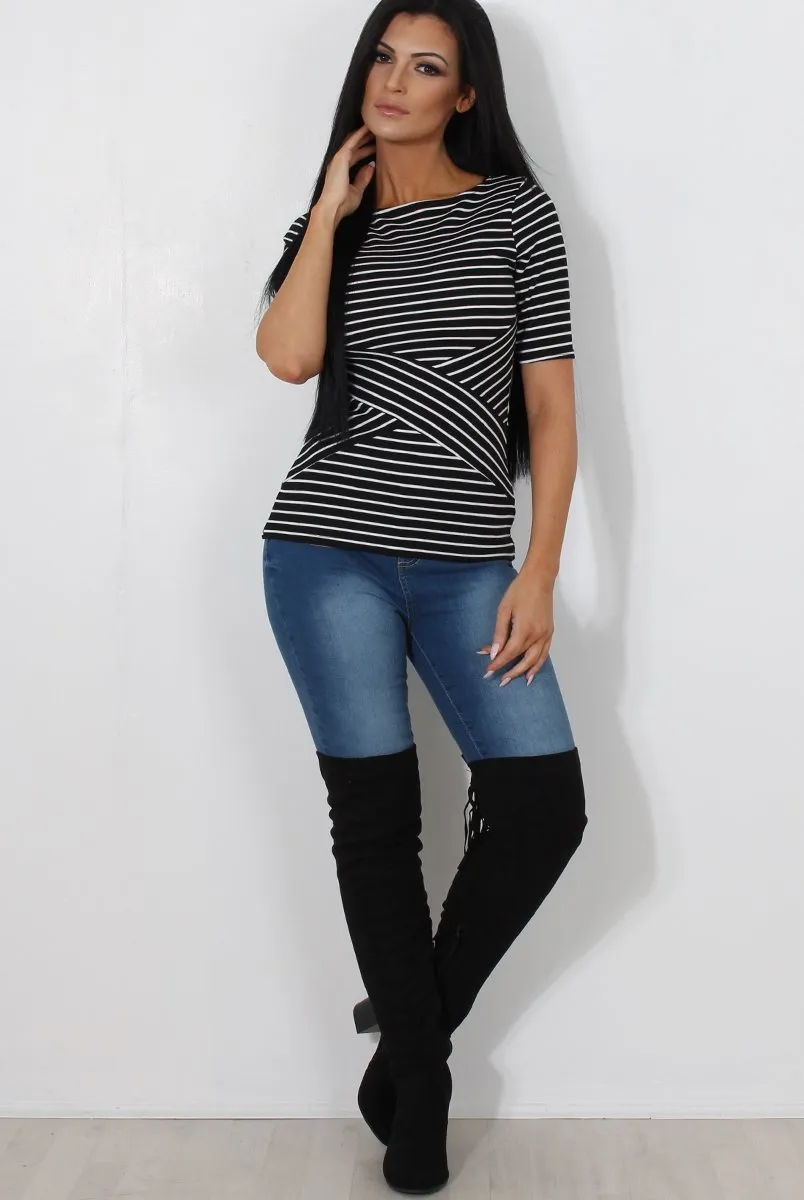Mona Black And White Striped Top