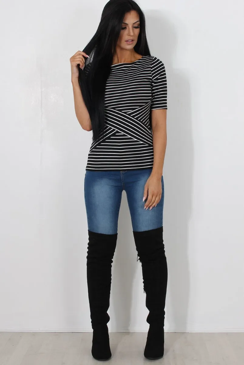 Mona Black And White Striped Top