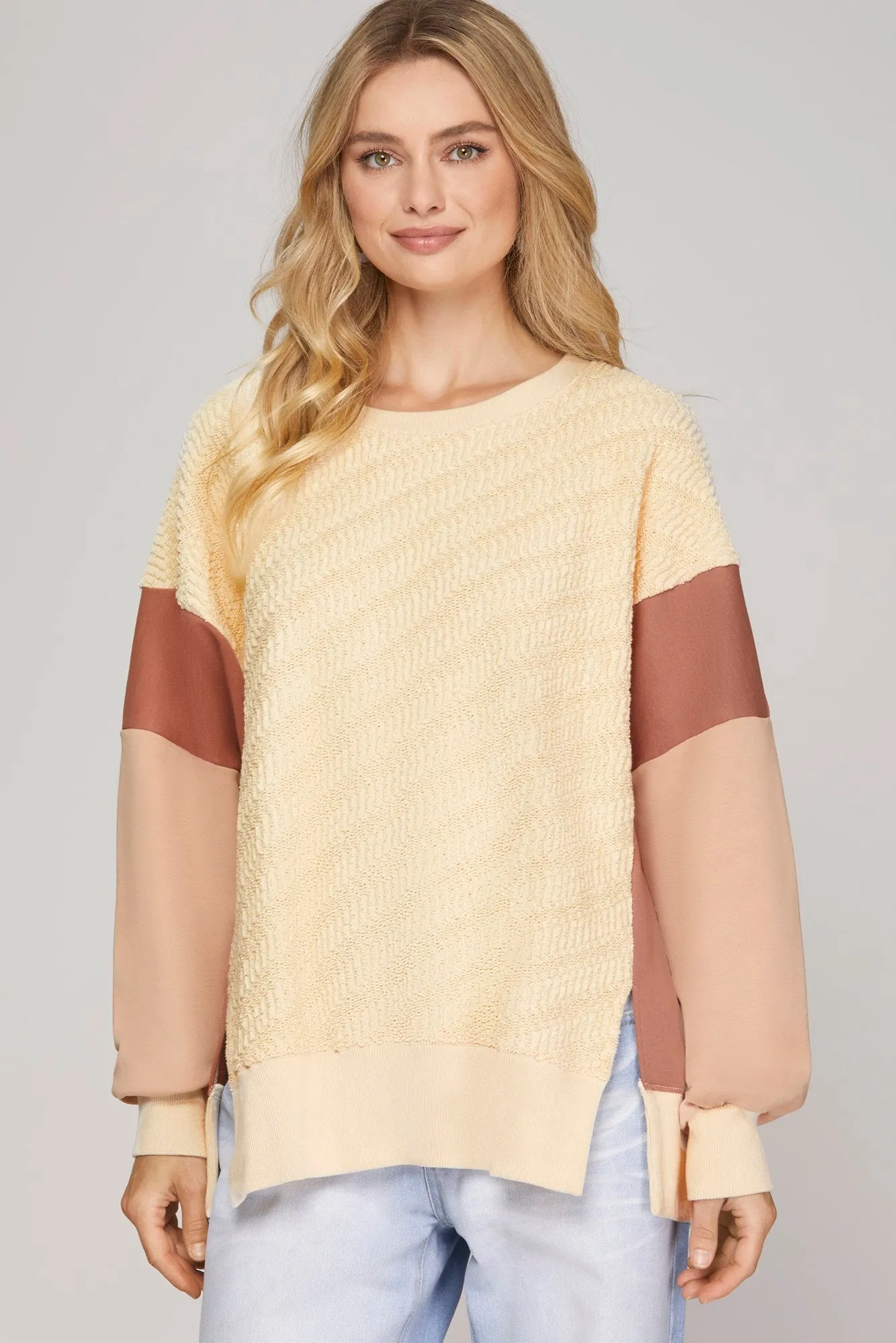Monroe- Long Sleeve Color Block Sweater