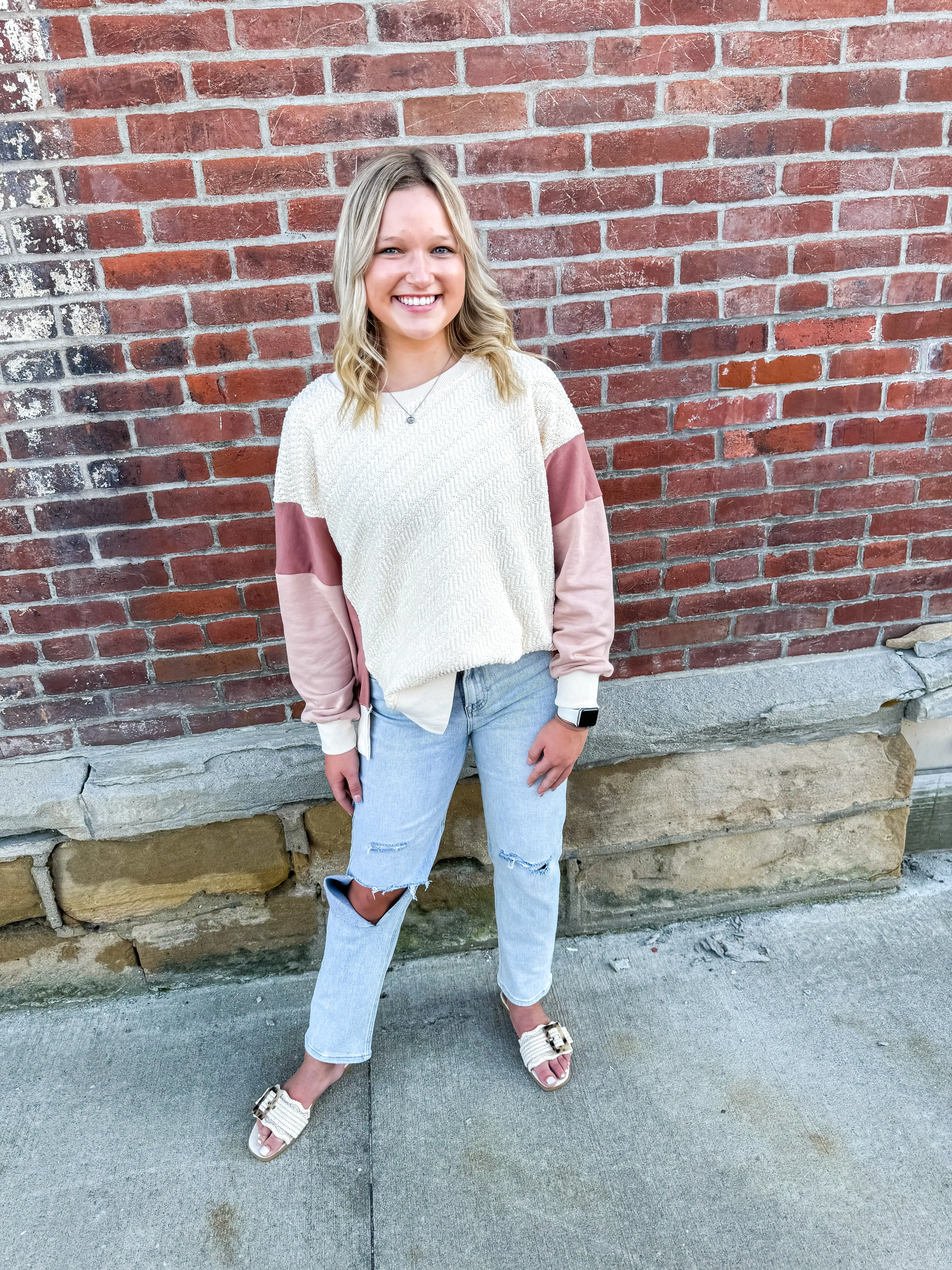 Monroe- Long Sleeve Color Block Sweater