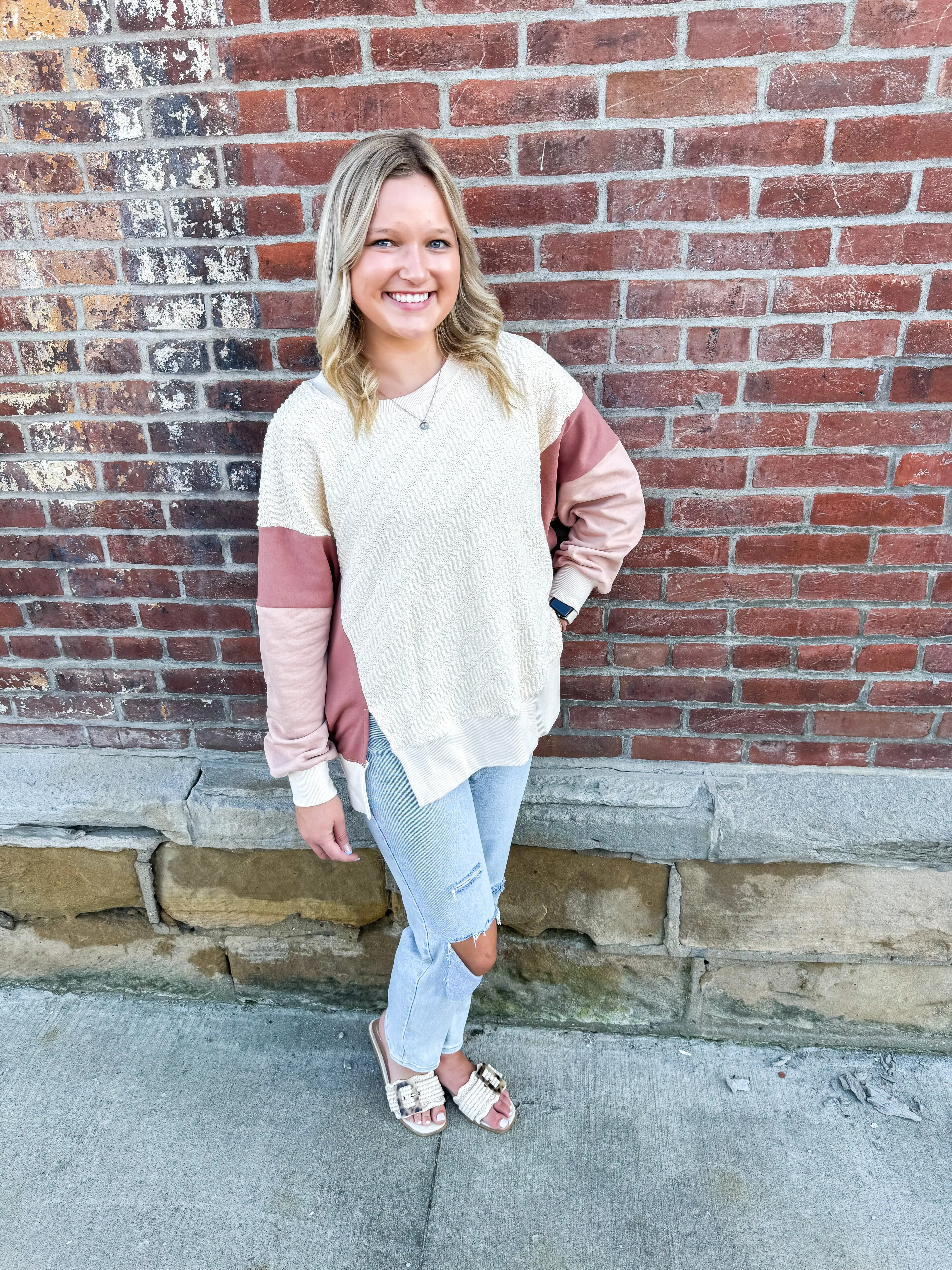 Monroe- Long Sleeve Color Block Sweater