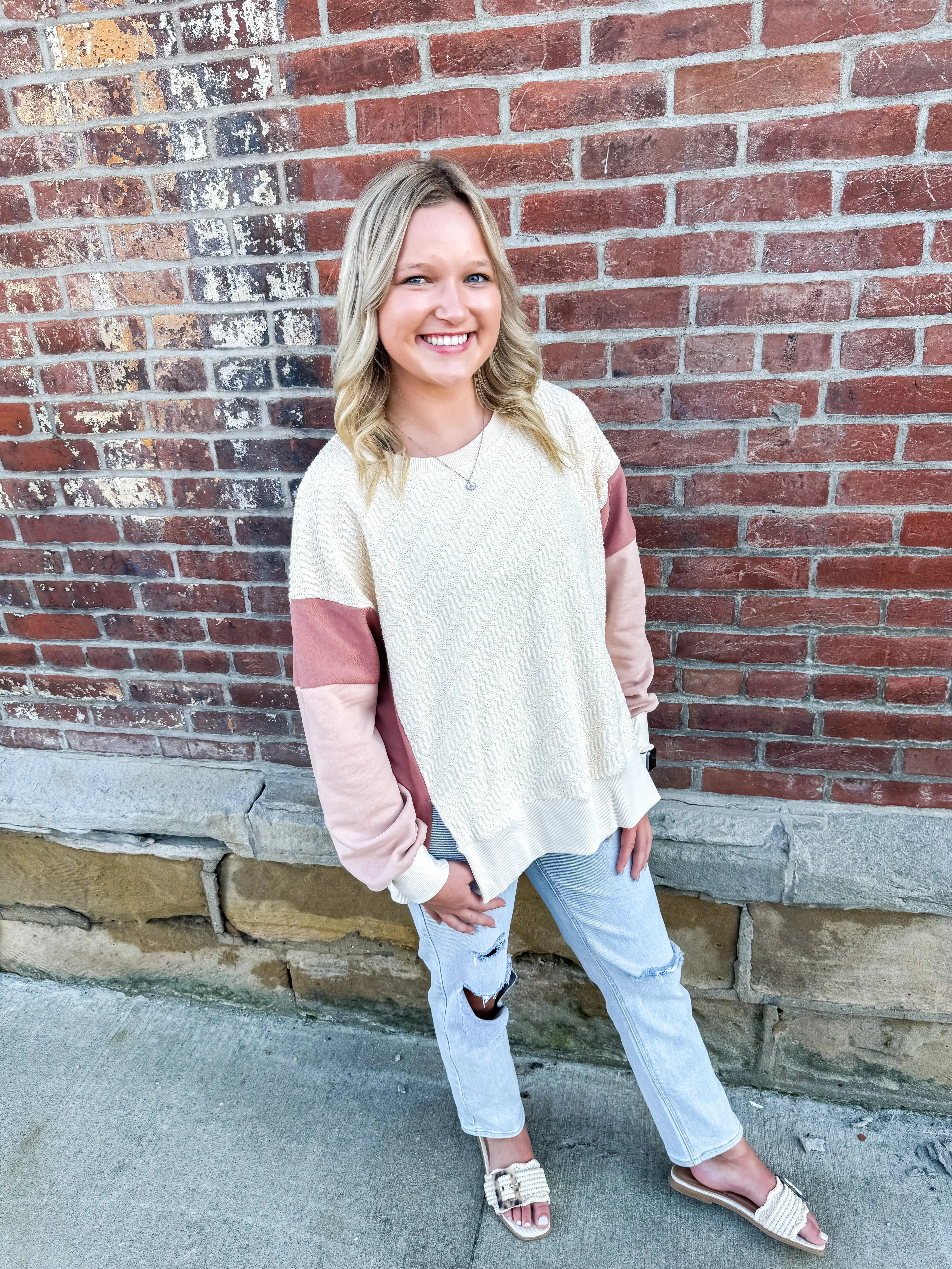 Monroe- Long Sleeve Color Block Sweater