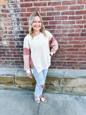 Monroe- Long Sleeve Color Block Sweater