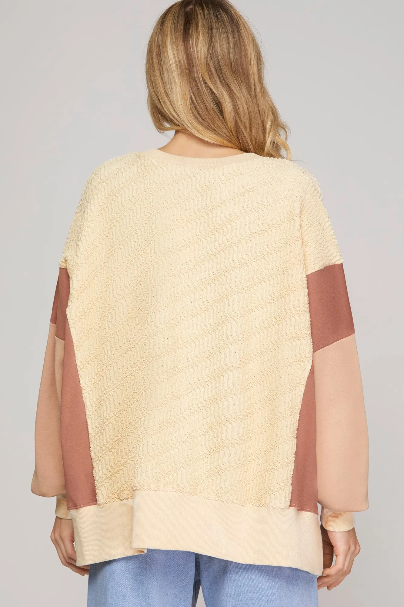 Monroe- Long Sleeve Color Block Sweater