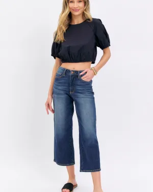 MR TUMMY CONTROL WIDE LEG CROP BY JUDY BLUE - CURVY
