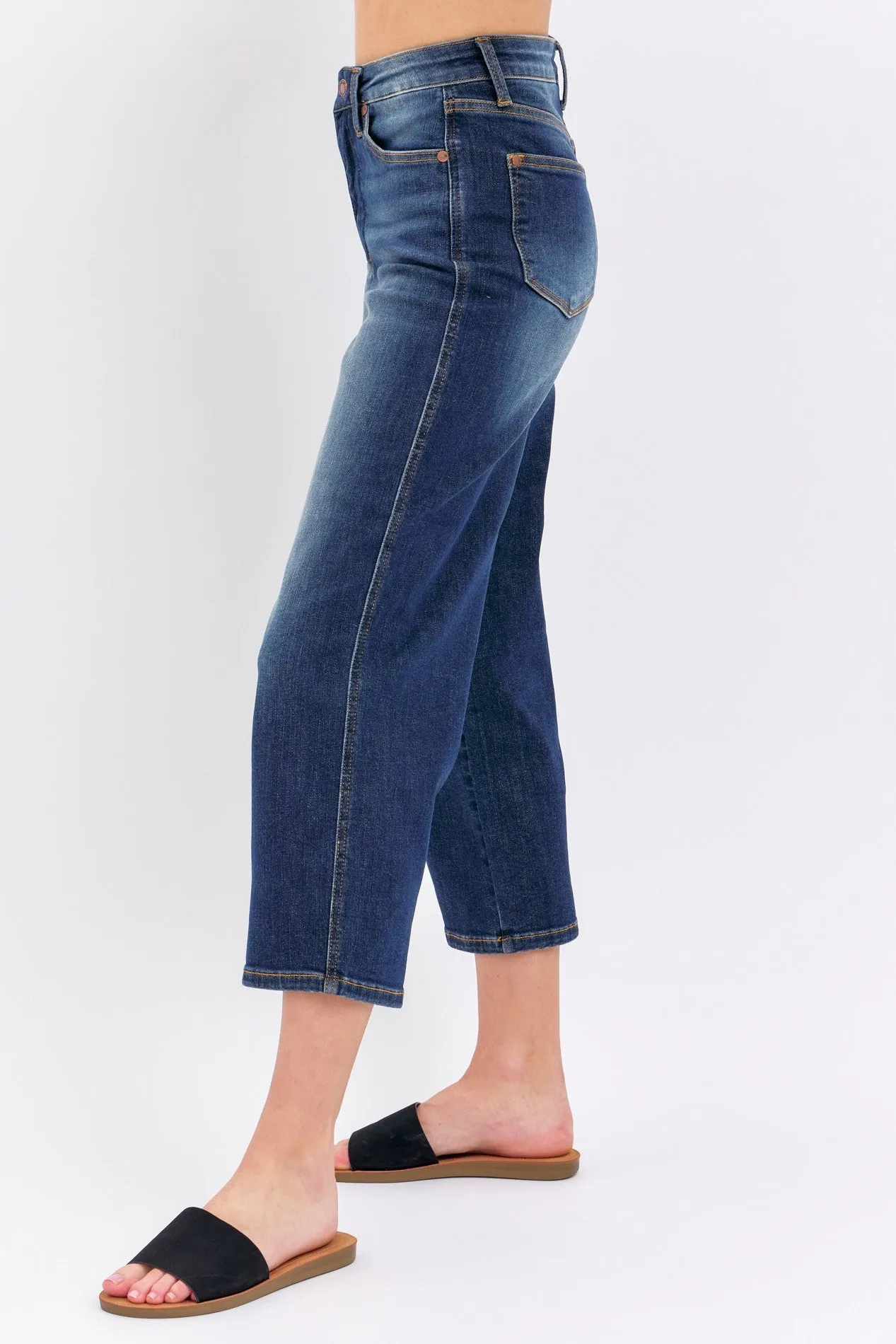 MR TUMMY CONTROL WIDE LEG CROP BY JUDY BLUE - CURVY