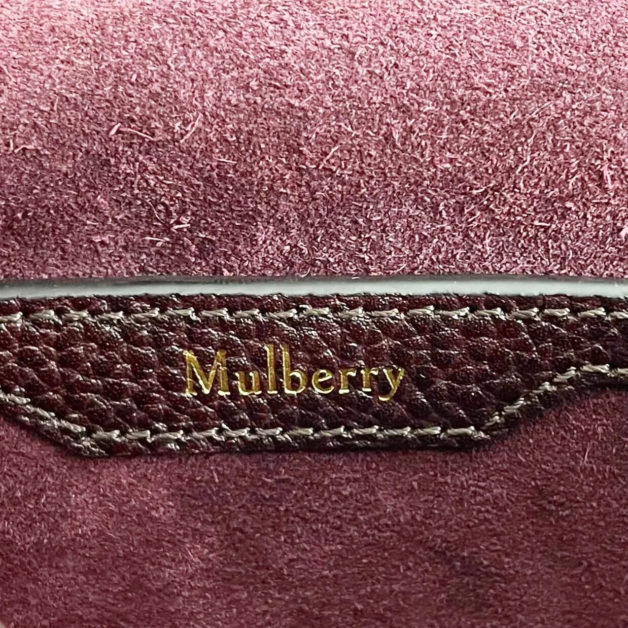 Mulberry - Small Amberley Heavy Grain Maroon / Gold Satchel Crossbody NEW
