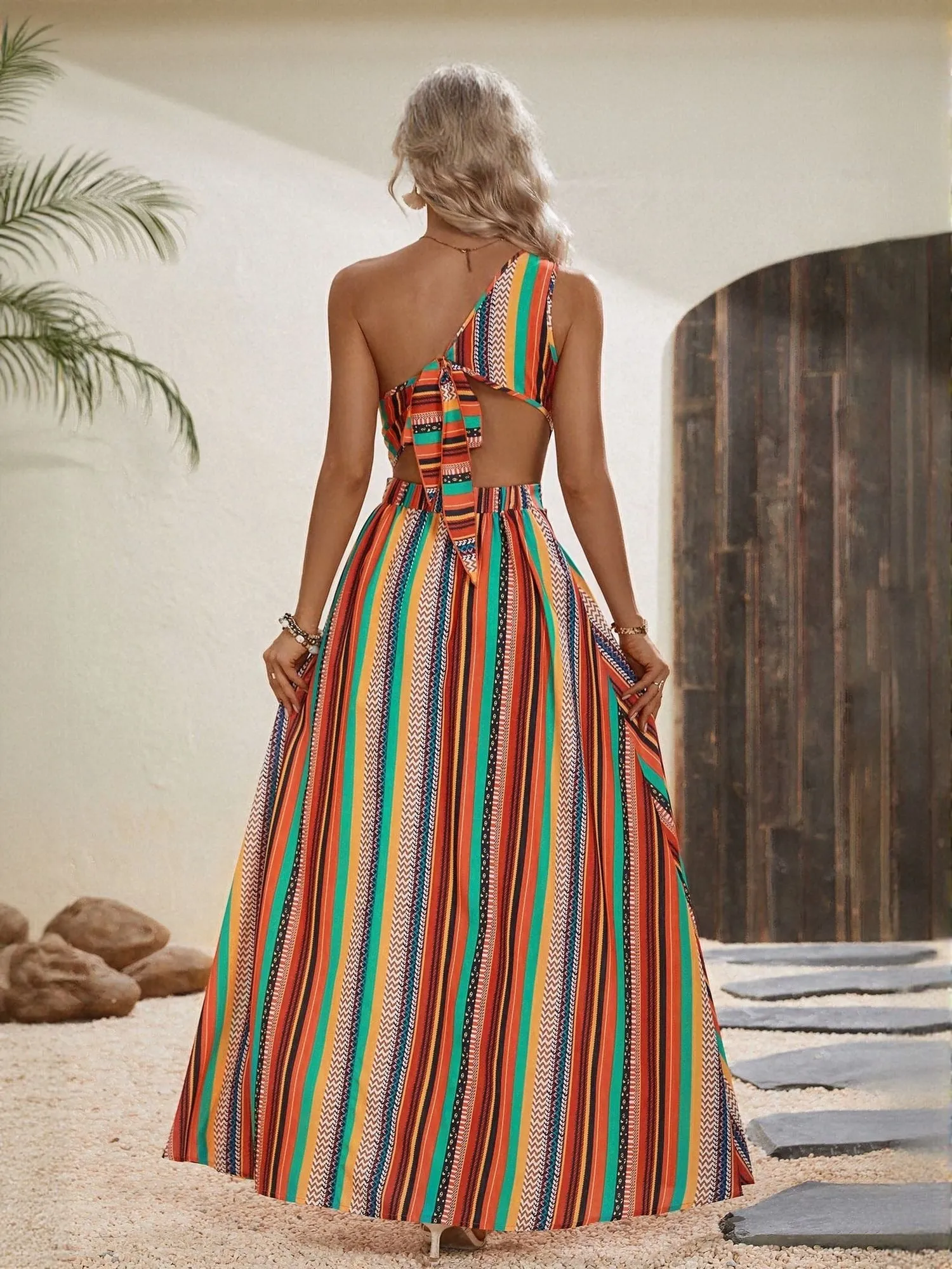 Multi One Shoulder Maxi Dress