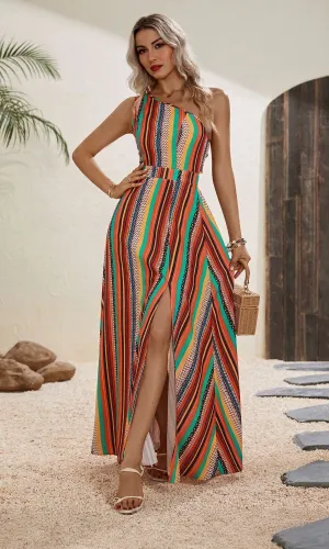 Multi One Shoulder Maxi Dress