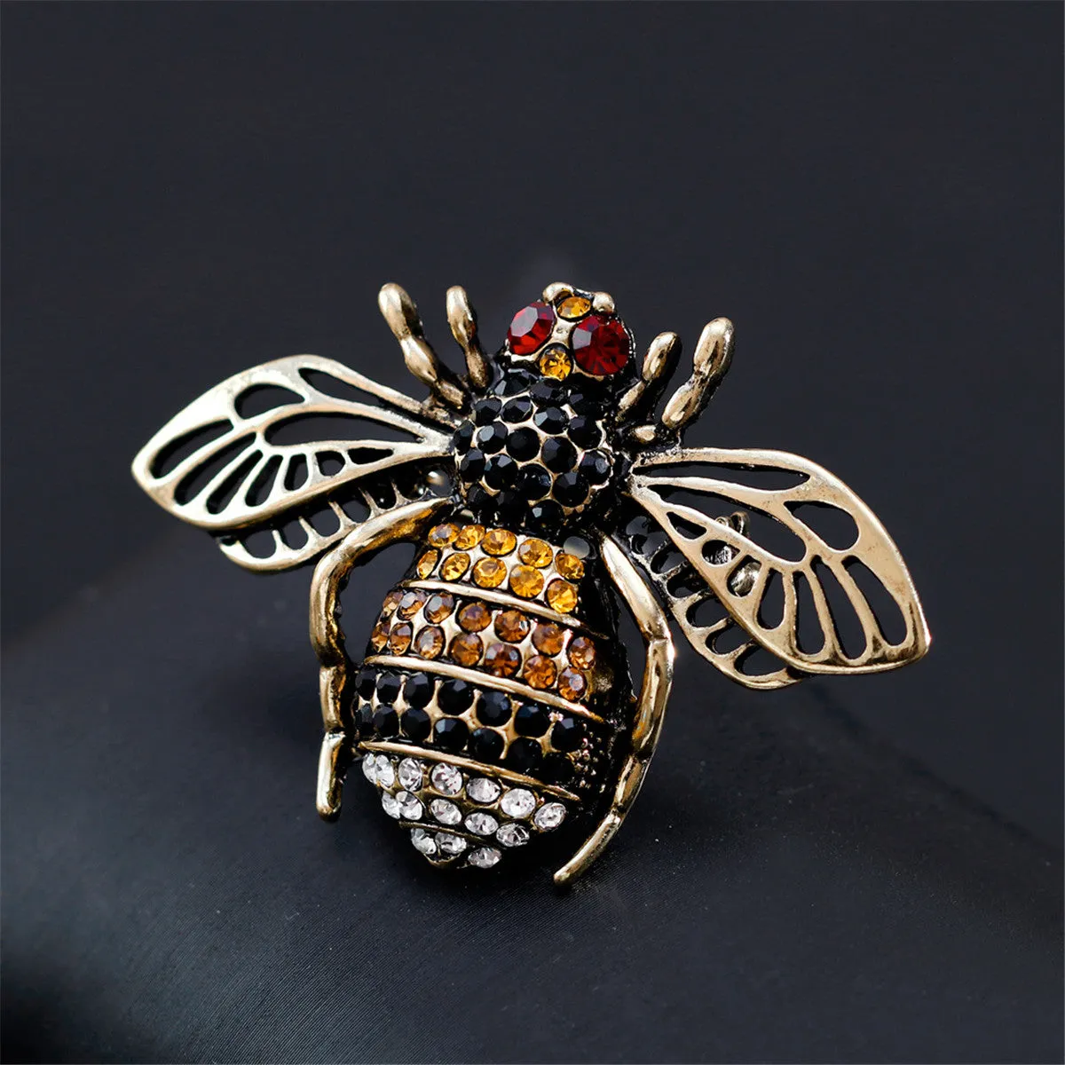 Multicolor Cubic Zirconia & 18K Gold-Plated Bumblebee Brooch