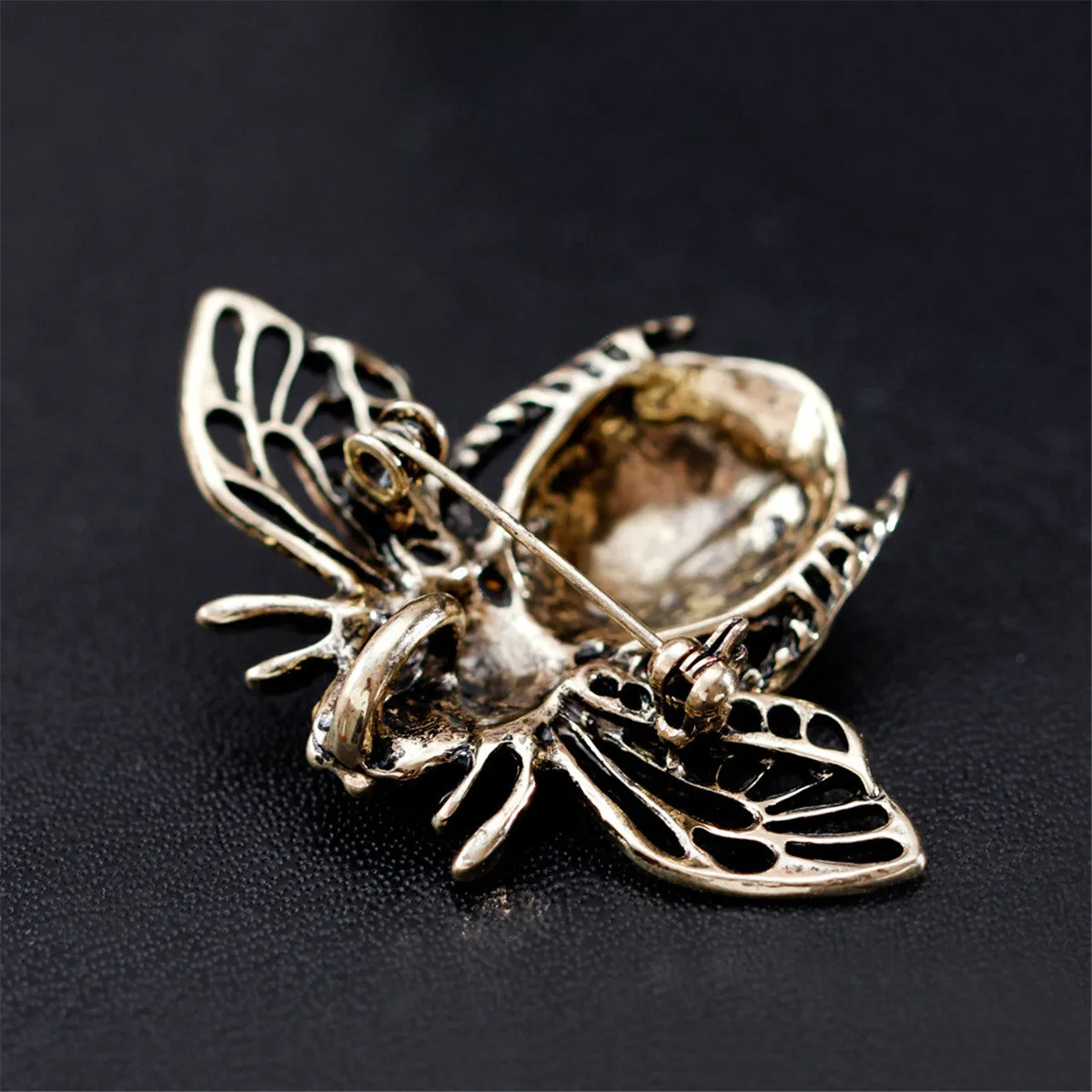 Multicolor Cubic Zirconia & 18K Gold-Plated Bumblebee Brooch