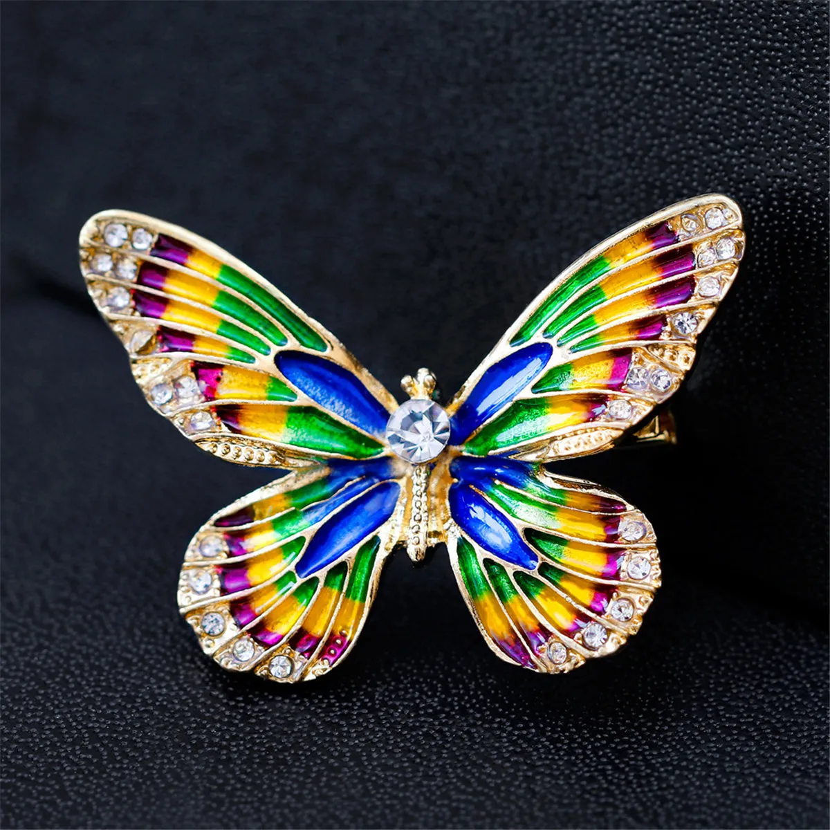 Multicolor Cubic Zirconia Butterfly Brooch