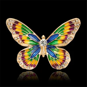 Multicolor Cubic Zirconia Butterfly Brooch