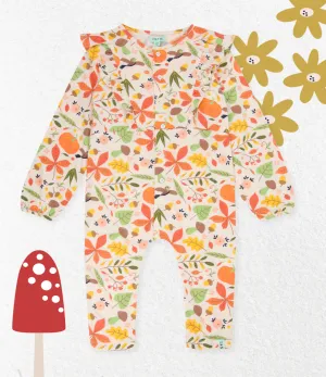 Multicoloured Autumn Floral Print Romper