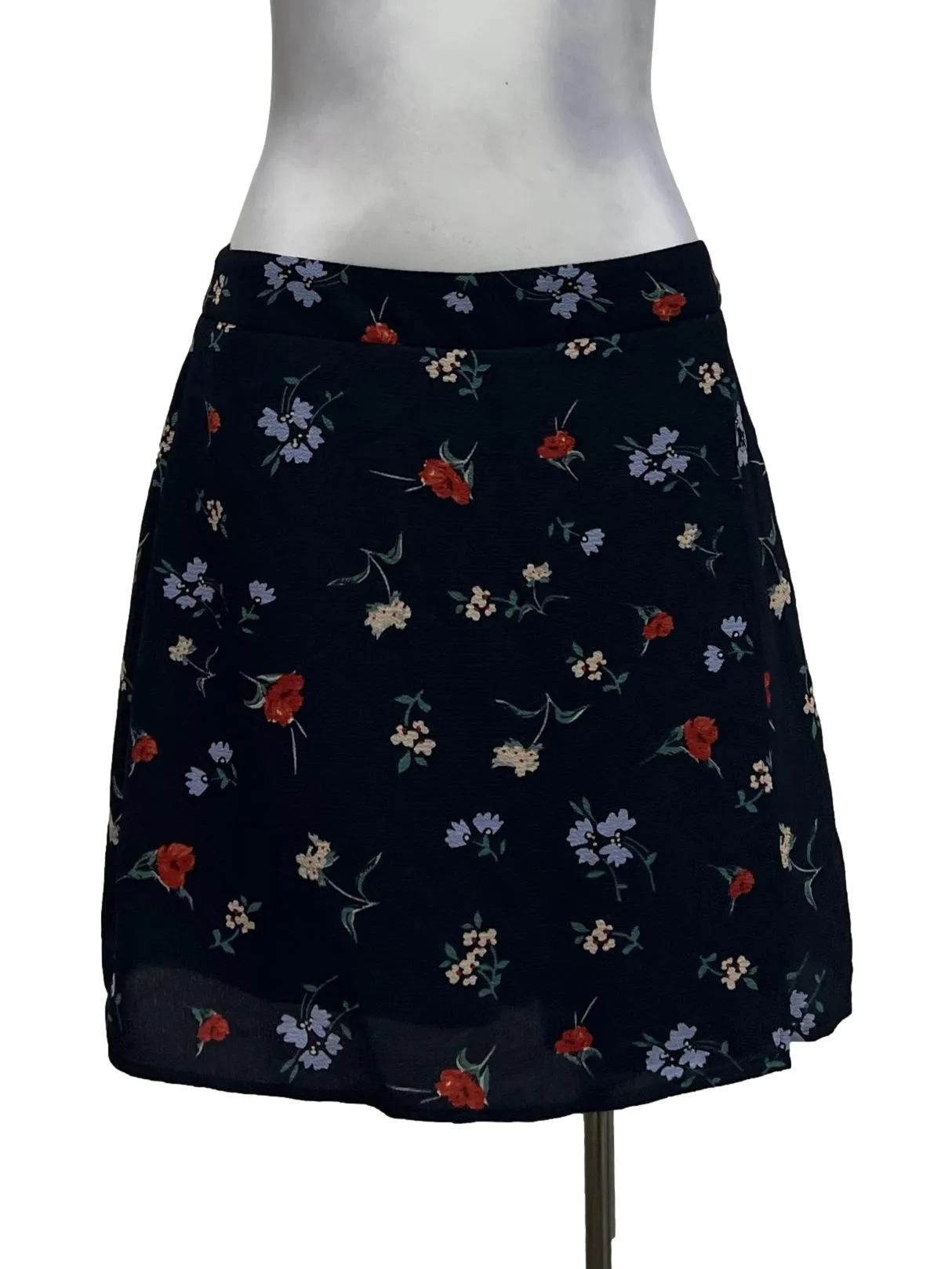 Navy Blue Floral Skirt