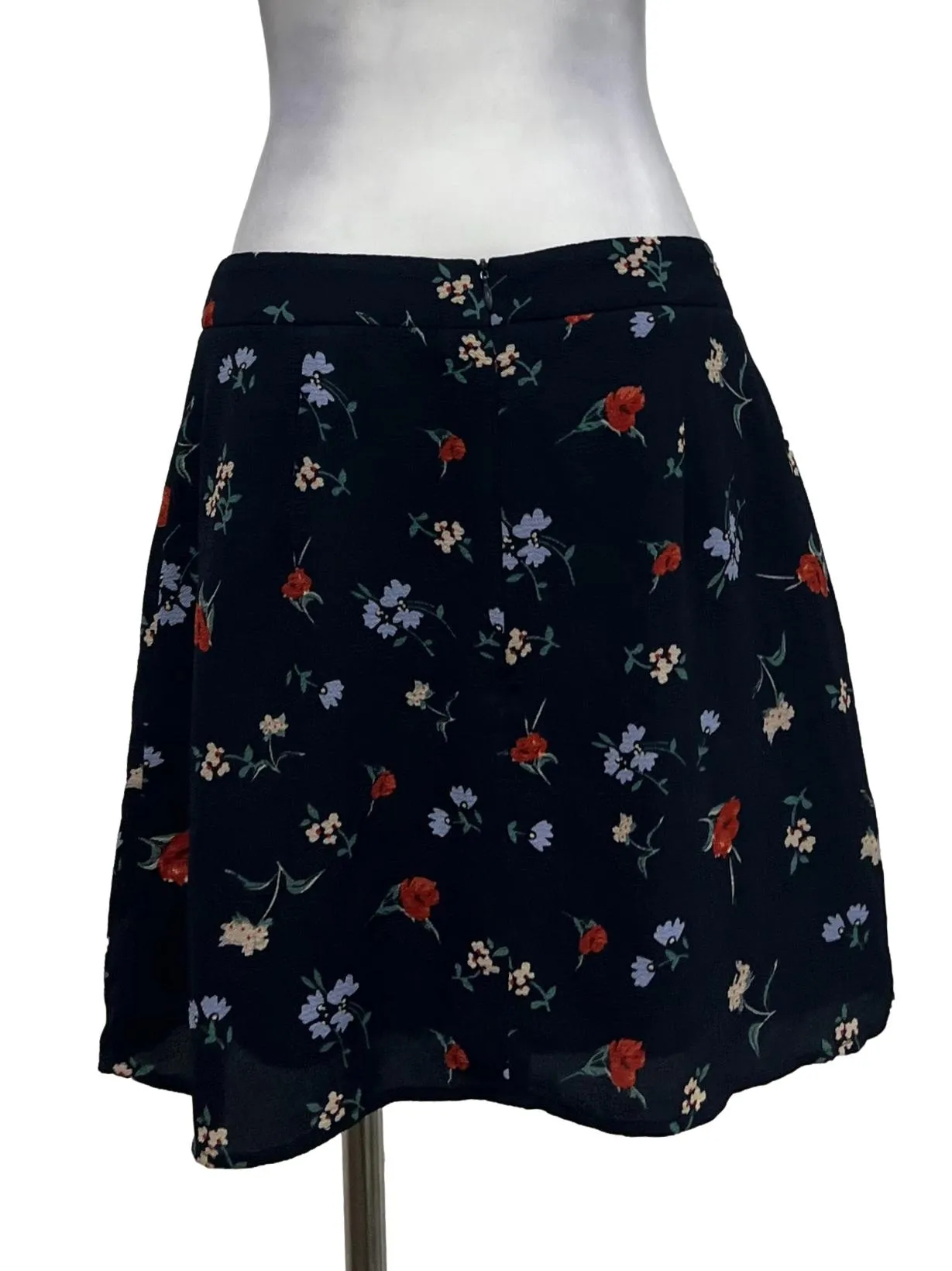 Navy Blue Floral Skirt