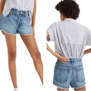 NEW MADEWELL Relaxed Denim Shorts in Berriman Wash Button Fly Mid Rise