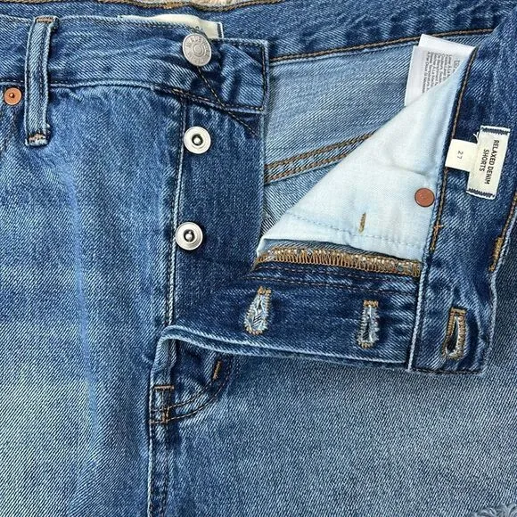NEW MADEWELL Relaxed Denim Shorts in Berriman Wash Button Fly Mid Rise