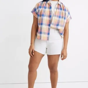 NEW Madewell White High-Rise Sleek Denim Shorts 32 Classic Summer
