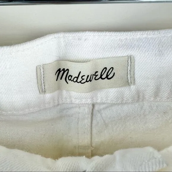 NEW Madewell White High-Rise Sleek Denim Shorts 32 Classic Summer
