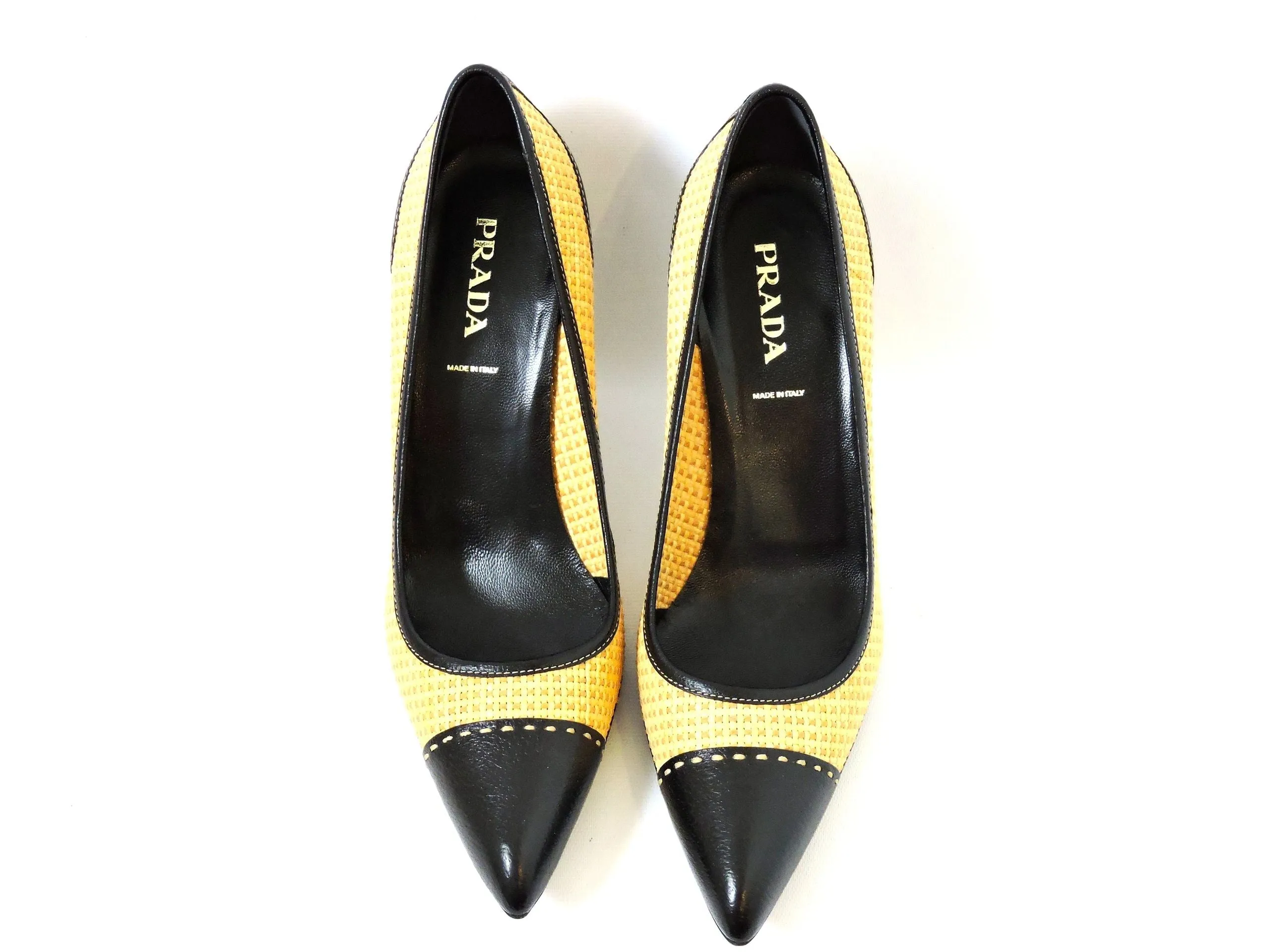 NEW Prada Raffia Cap Toe Pump Size 41 It (11 Us)