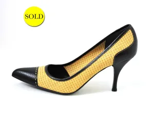 NEW Prada Raffia Cap Toe Pump Size 41 It (11 Us)