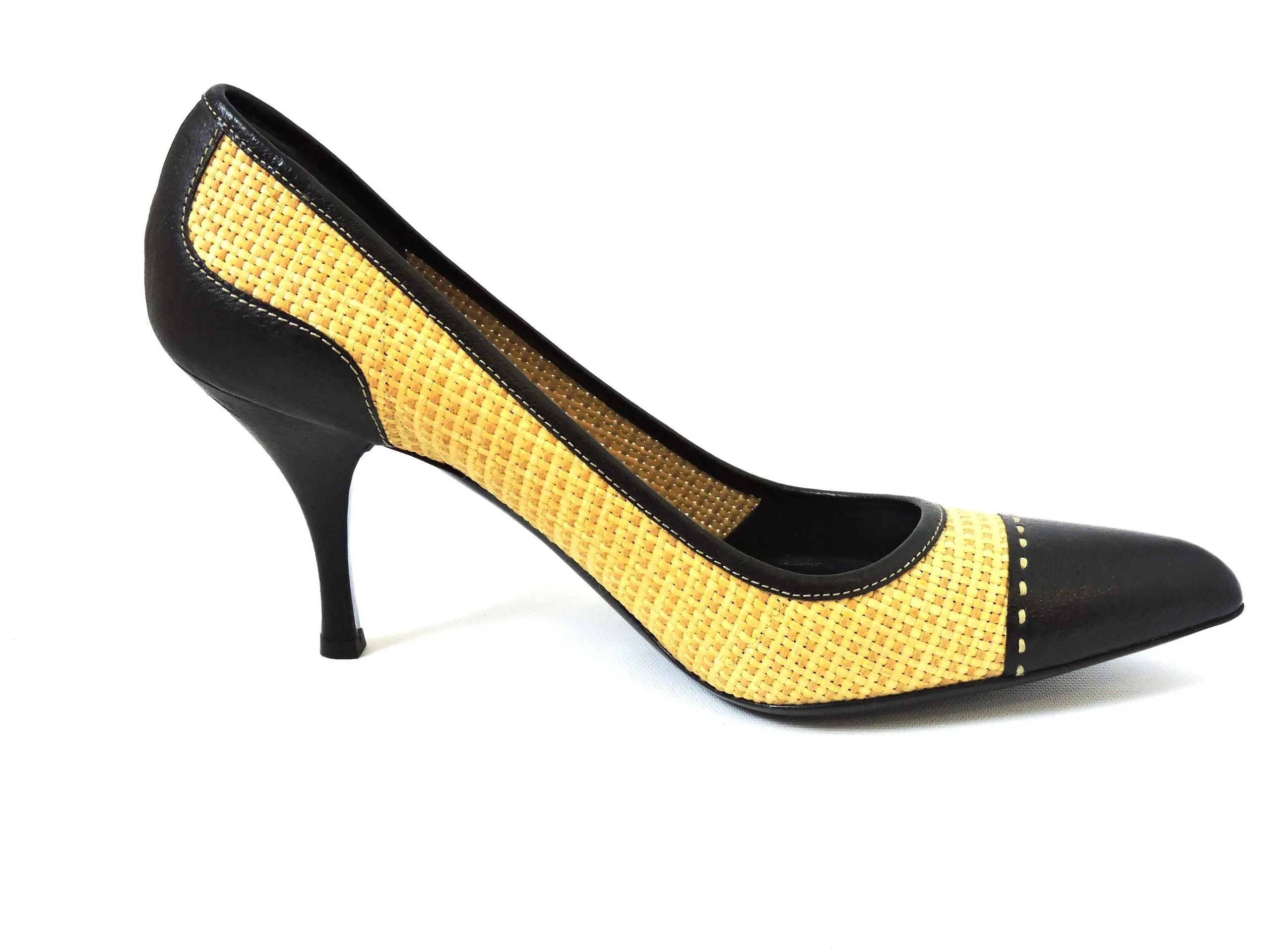 NEW Prada Raffia Cap Toe Pump Size 41 It (11 Us)