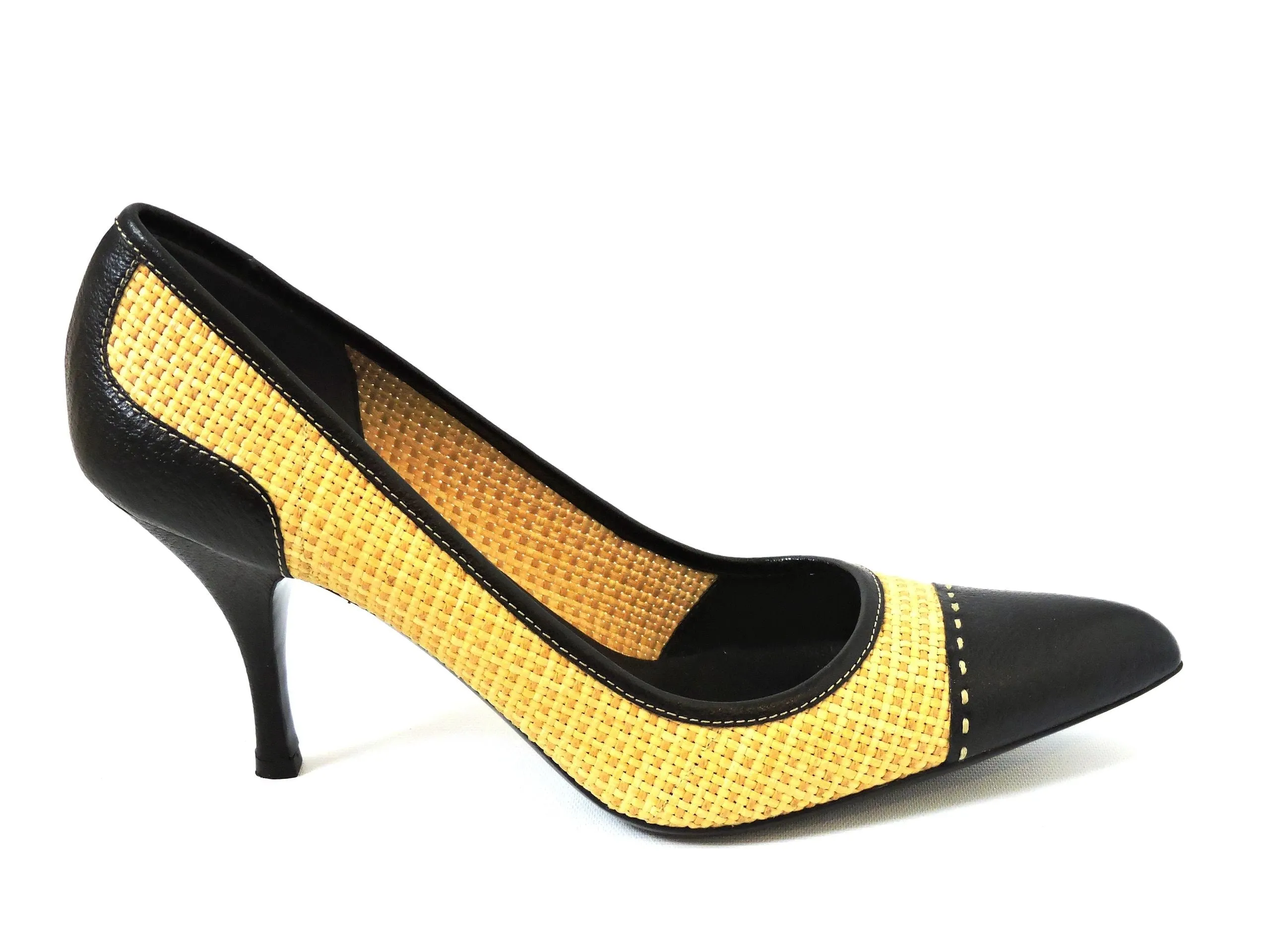 NEW Prada Raffia Cap Toe Pump Size 41 It (11 Us)