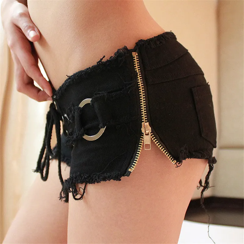 Newest Comfy Women's Low Rise Ripped Mini Denim Shorts