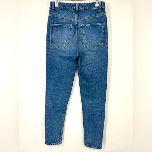 NWOT Free People Women’s Mid Rise Button Fly Tapered Straight Leg Jeans Blue 25