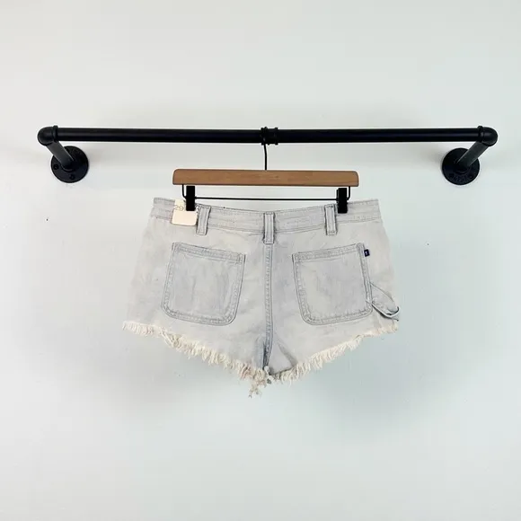 NWT Anthropologie Pilcro Denim Frayed Shortie Shorts Light Wash
