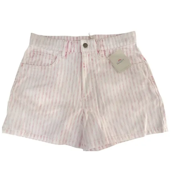 NWT Faherty Pink Stripe Denim Topsail shorts Size 26