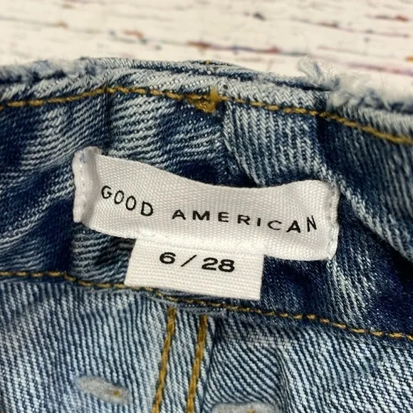 NWT Good American Women's &quot;90s Duster&quot; Straight Leg Jeans in Blue950