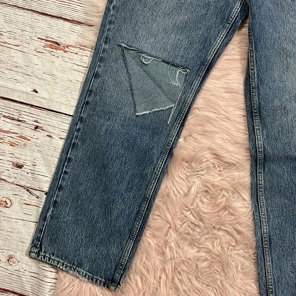 NWT Good American Women's &quot;90s Duster&quot; Straight Leg Jeans in Blue950