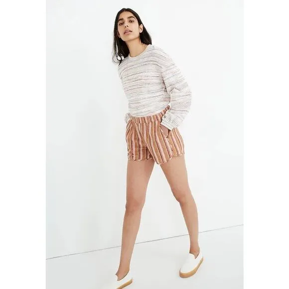 NWT Madewell Linen-Cotton Pull-On Shorts in Rainbow Stripe Size XXS