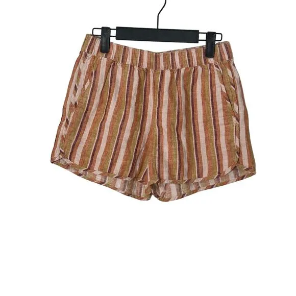 NWT Madewell Linen-Cotton Pull-On Shorts in Rainbow Stripe Size XXS