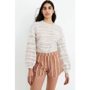NWT Madewell Linen-Cotton Pull-On Shorts in Rainbow Stripe Size XXS