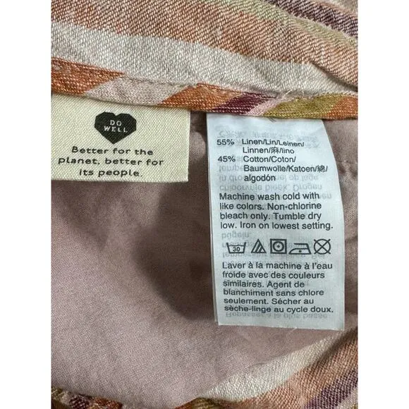 NWT Madewell Linen-Cotton Pull-On Shorts in Rainbow Stripe Size XXS