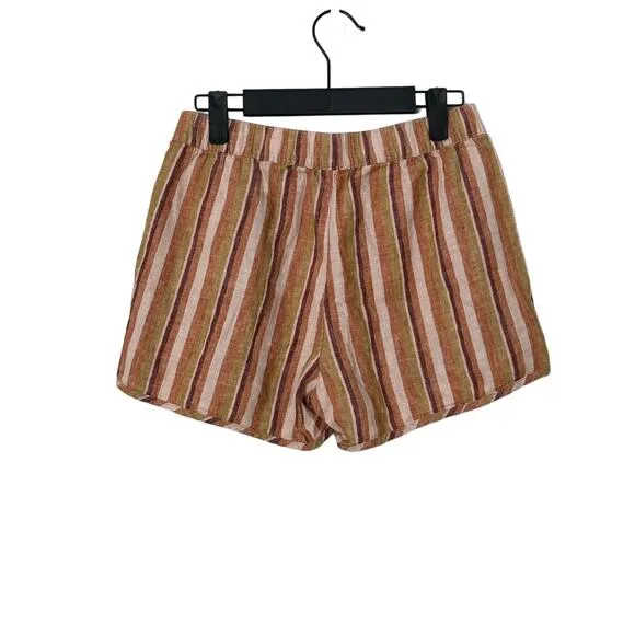NWT Madewell Linen-Cotton Pull-On Shorts in Rainbow Stripe Size XXS