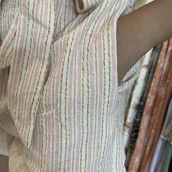 NWT Mink Pink White Pink Striped High Paper Bag Waist Mom Bermuda Dress Shorts S