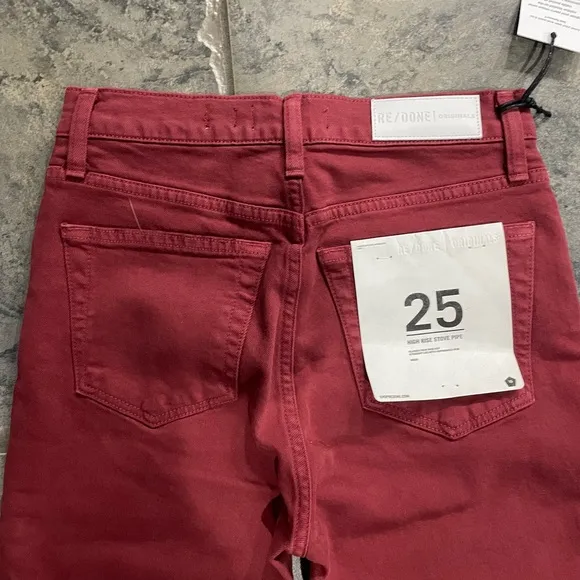 NWT RE/DONE 70s HighRise Stovepipe Straight LegAnkle Crop Denim Jeans Sz 25