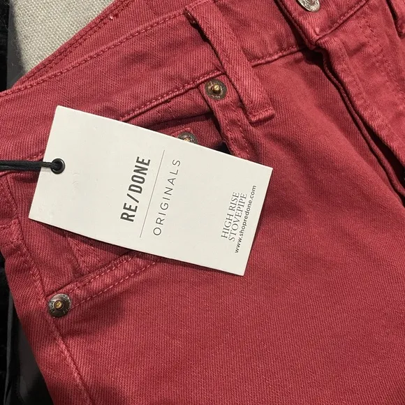 NWT RE/DONE 70s HighRise Stovepipe Straight LegAnkle Crop Denim Jeans Sz 25
