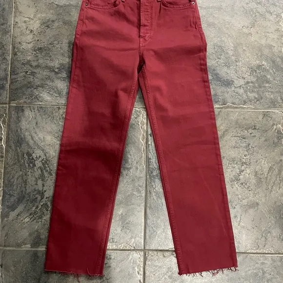 NWT RE/DONE 70s HighRise Stovepipe Straight LegAnkle Crop Denim Jeans Sz 25