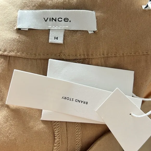 NWT Vince Brown Linen Shorts Size 14