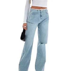 NWT White Fox women’s out too late jeans size XS cut out straight leg blue